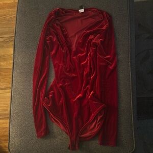Windsor Red Velvet Long Sleeve Bodysuit